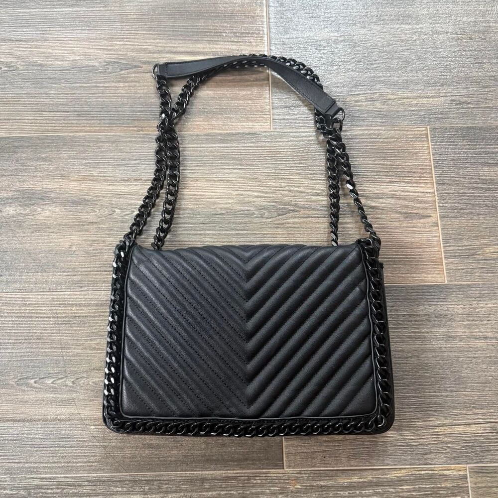 ALDO black chevron-quilted chain shoulder bag